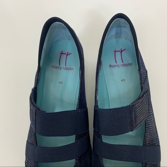 Thierry Rabotin Navy Blue & Black Mary Jane Wedge Heel Strappy Shoes Size 40 - Picture 10 of 12